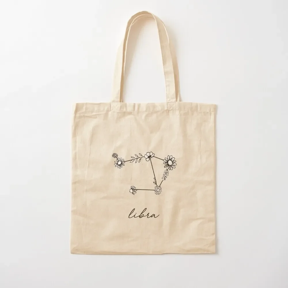 Libra Zodiac Wildflower Constellation Tote Bag Women's bags eco pack Canvas shoulder bag Bag