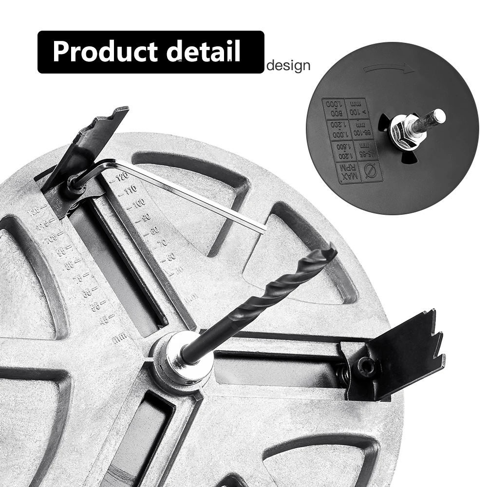 Abridor de agujeros ajustable multifunción, herramienta de 45mm-130mm de diámetro de sierra de agujero ajustable para carpintería