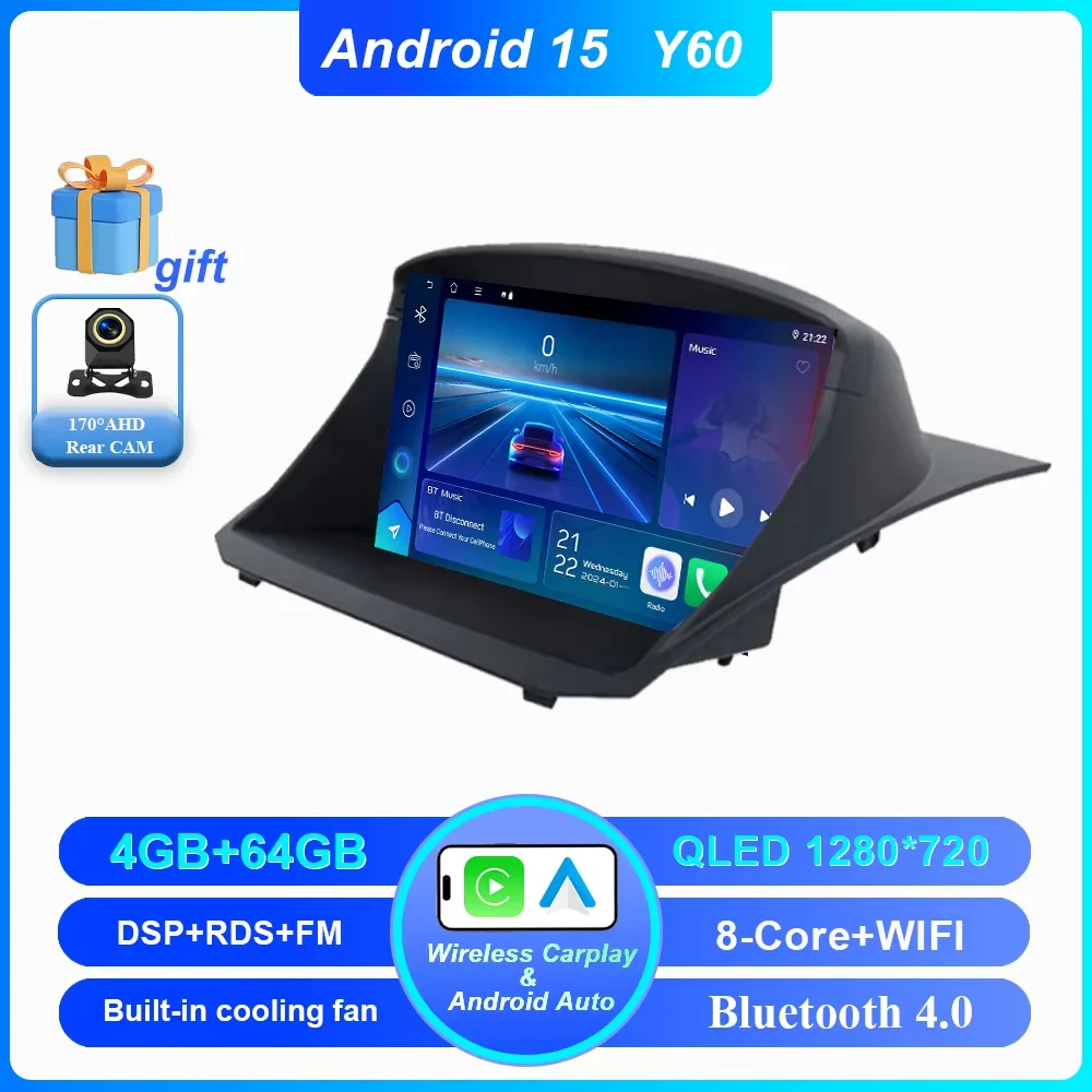 Android 15 Voor Ford Fiesta 2009-2018 Auto Multimedia Video Player GPS Navigatie Auto DVD Bluetooth Touchscreen GEEN 2DIN DVD 4G
