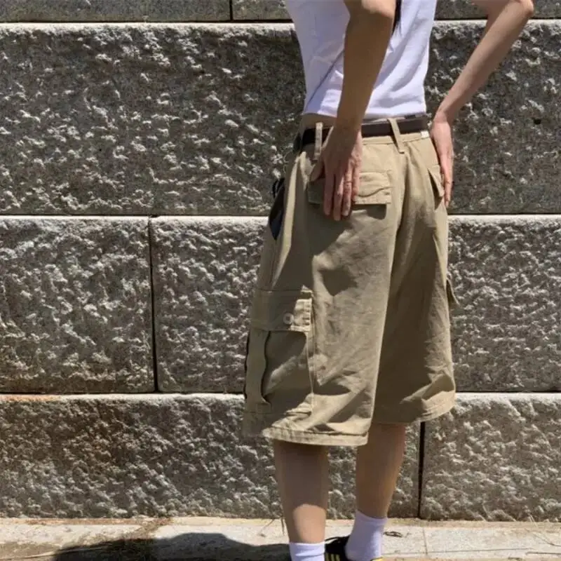 BabYoung American Retro Street Wide Leg Y2k Straight Loose Five-Point Pants Summer High Waist Jeans Shorts For Women