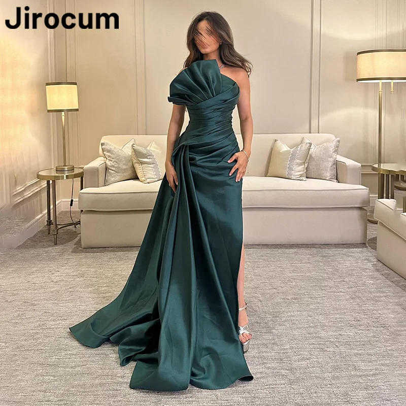 

Jirocum Vintage Mermaid Green Prom Dress Women's Strapless Pleated Party Evening Gown Floor Length Special Occasion Dresses 2024