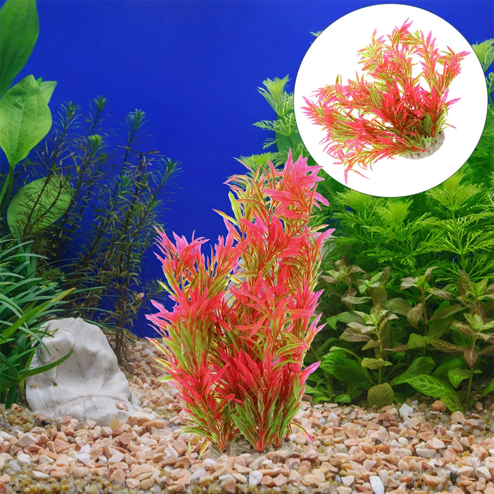 

2Pcs Aquarium Decoration Green Water Grass Plants for Fish Tank Reptile Terrarium Plastic Fake Plants Landscape Accessories