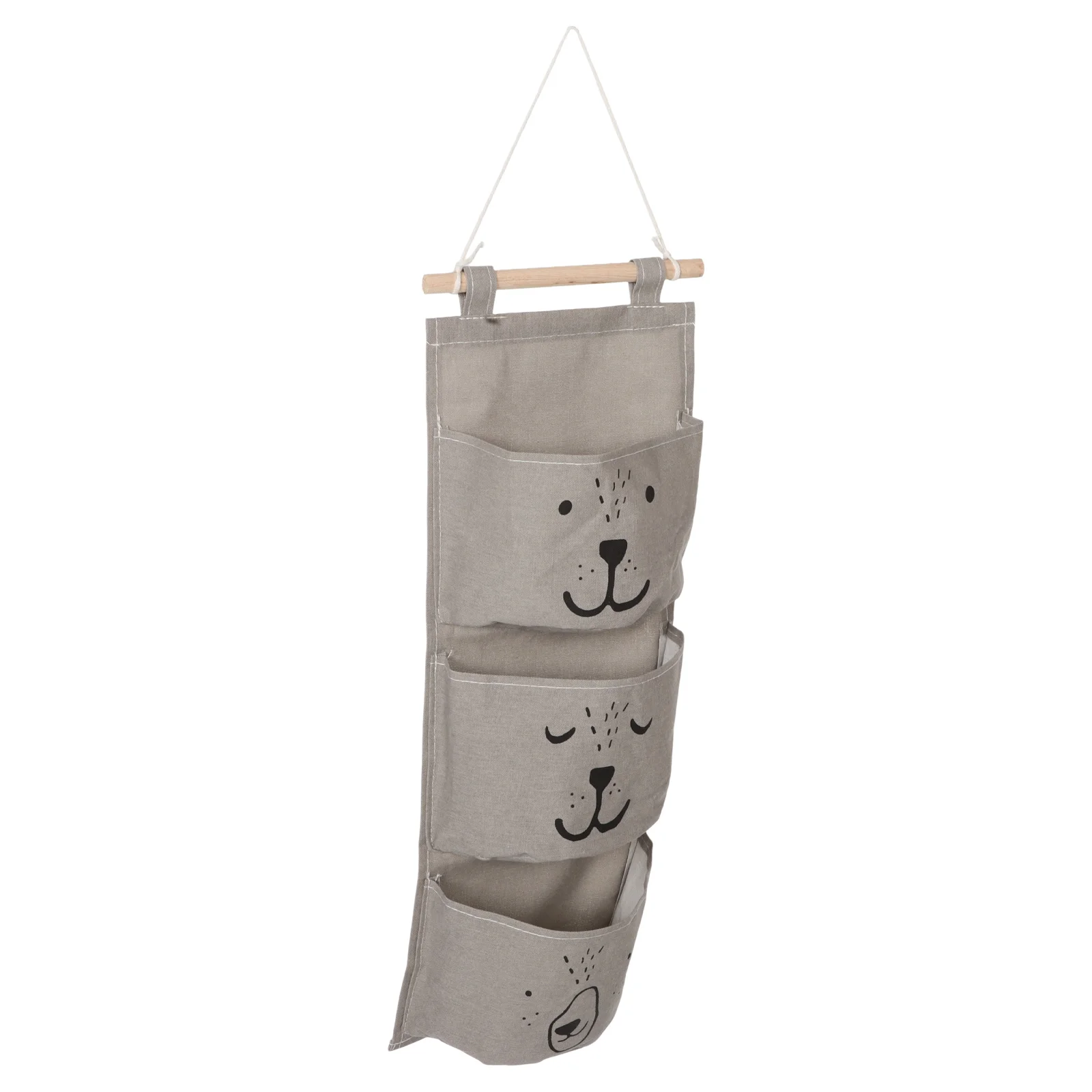 

Wall Mounted Storage Bag 3 Pockets Small Hanging Organizer Dormitory Cotton Linen Space Saving Bedroom Living Room Office