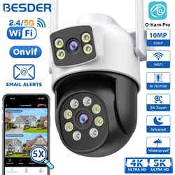 BESDER 8MP IP Camera Wifi 4K Dual Len Outdoor Auto Tracking Night Vision 5G HZ Wifi CCTV Surveillance Camera Security Protection