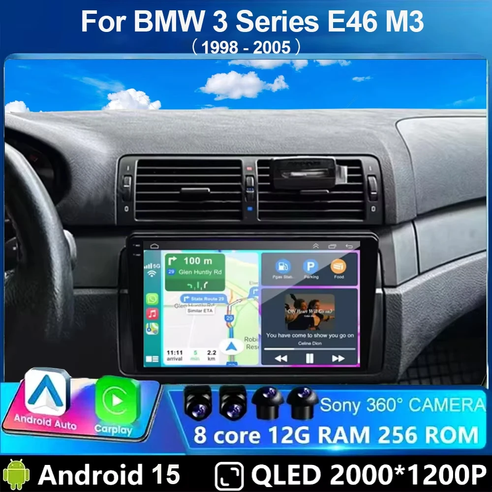 

Автомагнитола Android 15 с CarPlay, 4G+WIFI, интеллектуальными системами AI для BMW 3 серии E46 M3 318 320 325 330 335 1998-2005, Bluetooth