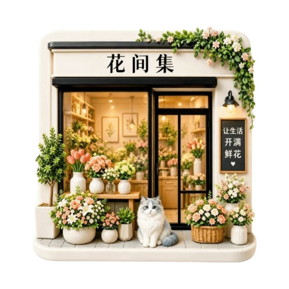 Creative God of Wealth Refrigerator Magnet Shop Shape House Home Decoration Rustic Style Cat Dog Magnetic Sticker Home
