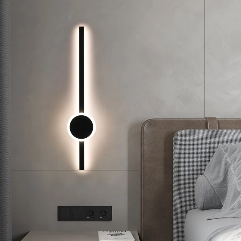 Long Strip Wall Lamp Simple Modern Bedroom Bedside Lamp Light Luxury Creative Living Room TV Background Light Staircase Lighting