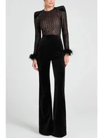 New Women's Fashion Long Sleeve Round Neck Gold Velvet Patchwork Sexy Jumpsuit Ladies Solid Color Slim Fit Jumpsuit For Women - Image 6