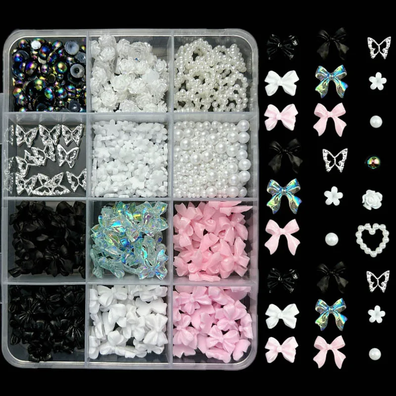 樹脂製のマニキュアアクセサリー,芸術的な工芸品,混合弓,愛の真珠,星,愛らしい,ランダム,1箱