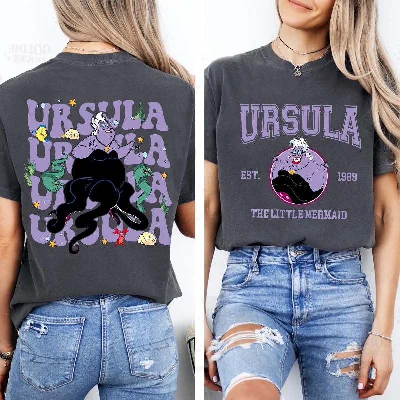 Chemise Ursula de la petite sirène Disney, tenues de sœur, chemise de sorcière du méchant Disney et tenues de voyage familial du parc Disney