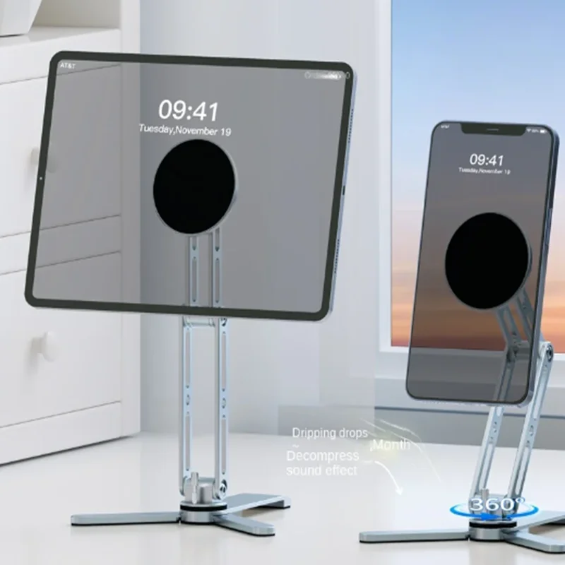 Tripé de selfie portátil com suporte magnético forte para tablet para iPad iPhone 360 °   Dobrável giratório para viagens e modelo conveniente de mesa