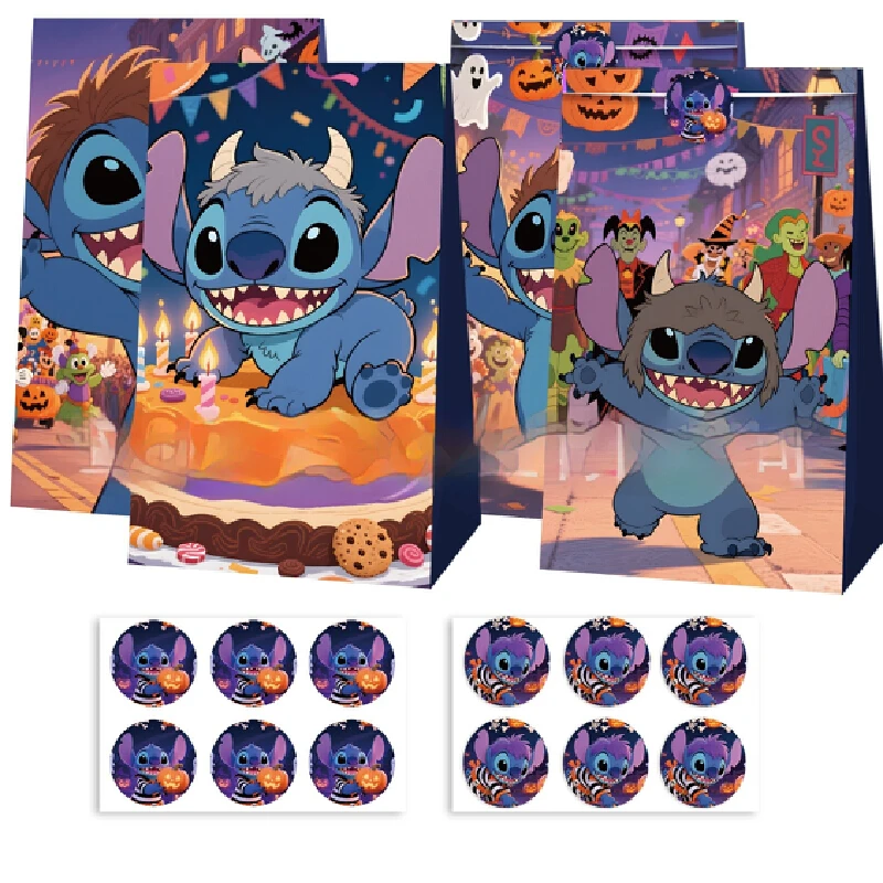 12 Uds. Bolsa de papel de caramelo de punto de dibujos animados cumpleaños Navidad caliente Halloween fiesta de cumpleaños bolsa de regalo bolsa de papel de embalaje bolsas de palomitas de maíz
