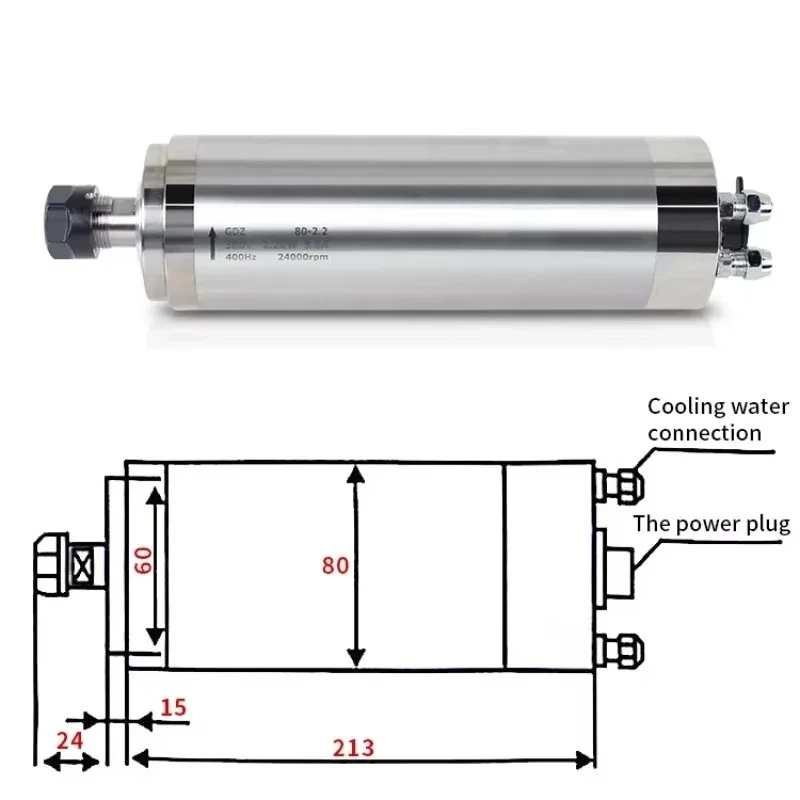 for numerical control router engraving 2.2Kw milling spindle motor 400Hz 24000rpm 100mm spindle motor