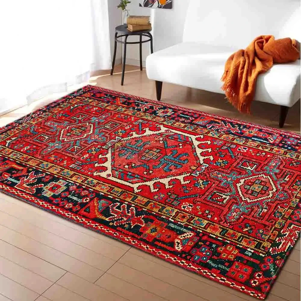 Vintage Bohemian Abstract Farm Carpet Non-Slip Mats Rectangle Area Rugs for Kids Living Room Bedroom Study Persian Style Soft