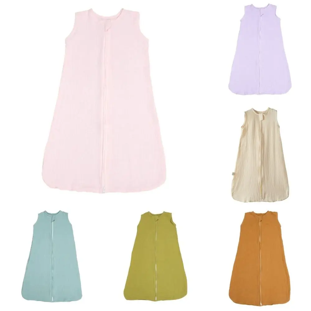 

Anti-Kick 0-12 Months Baby Sleep Sack Cotton 2-Ways Zipper Newborn Wearable Blanket Sleeveless Lightweight Diaper Cocoon Summer