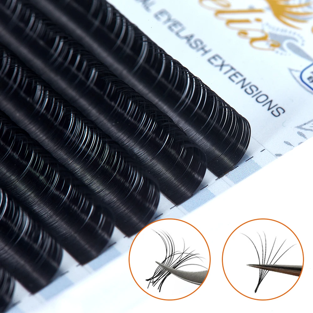 Yelix-extensión de pestañas Individual clásica, 12 filas, pestañas rizadas B C D, pestañas naturales suaves negras, maquillaje de pestañas postizas de seda