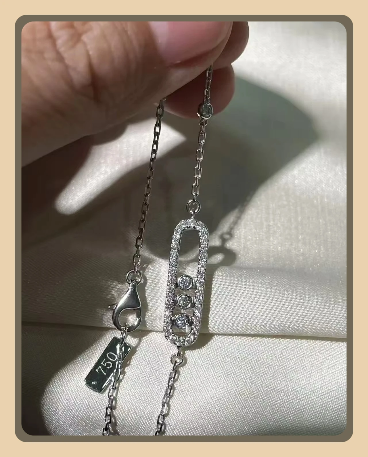 

18K Gold Sliding Lab-Grown Diamond Chain Link Bracelet Minimalist Unisex Movable Style Full Setting Factory Direct Supply