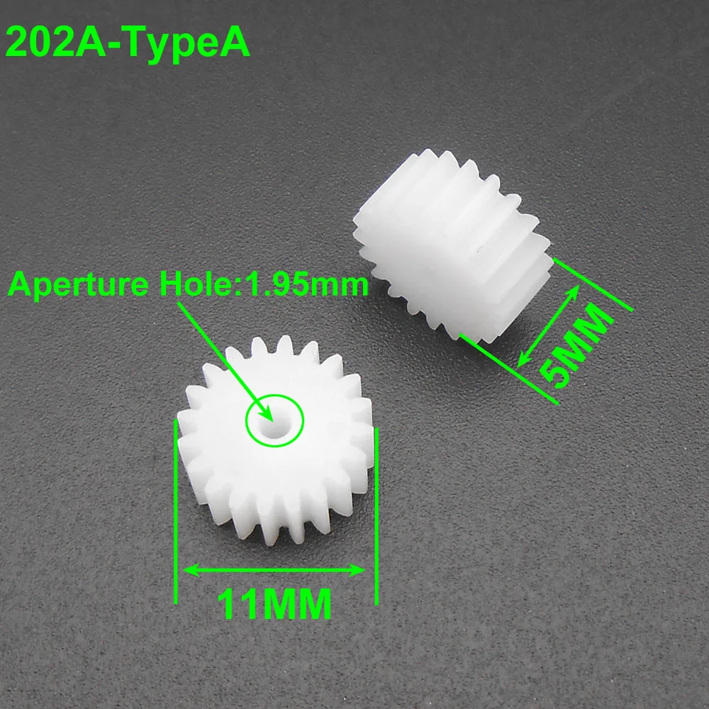 20Pcs 0.5M 0.5 Module Plastic Spindle Small Gear Bore 2MM 1.95MM 2A 8/9/10/11/12/13/14/15/16/18/20 Teeth Spur Reduction Pinion