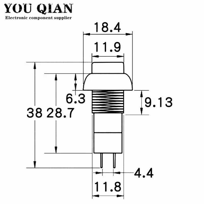5 pces PBS-11A PBS-11B 12mm interruptor de botão de bloqueio automático plástico que trava switchs 3a 250v ac 2pin