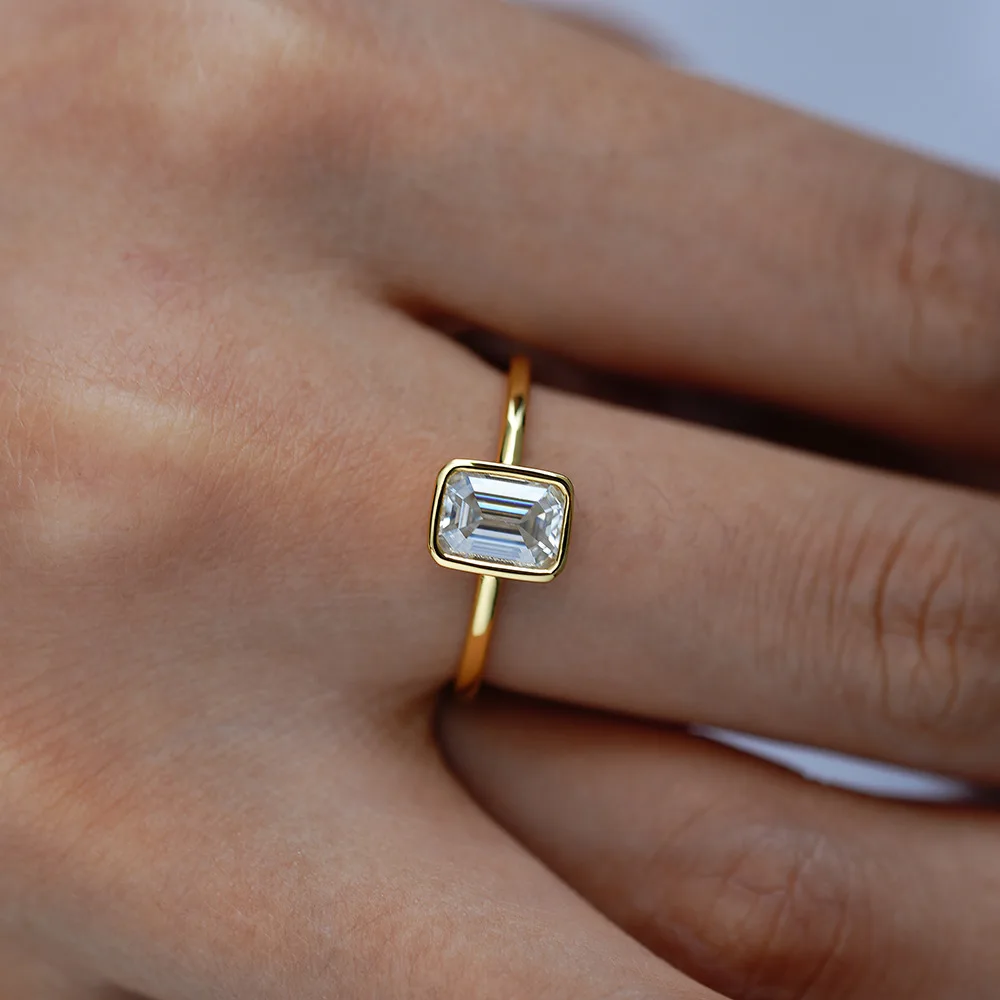 Apexelle Brand Classic Jewelry 925 Sterling Silver Rings Rectangular 1CT Moissanite Inlay Ring Everyday Wear For Women Jewelry