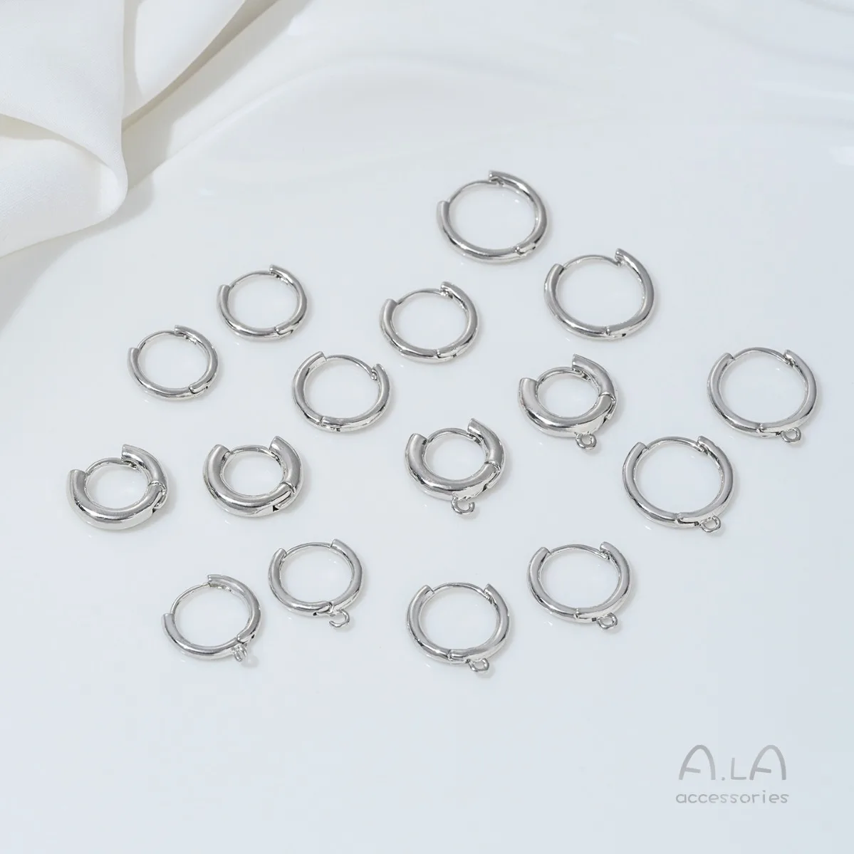 Brass Gold Plated Simple Plain Round Hoop Earring Clasp With Hanging Loop DIY Handmade Fashion Ear Jewelry Findings