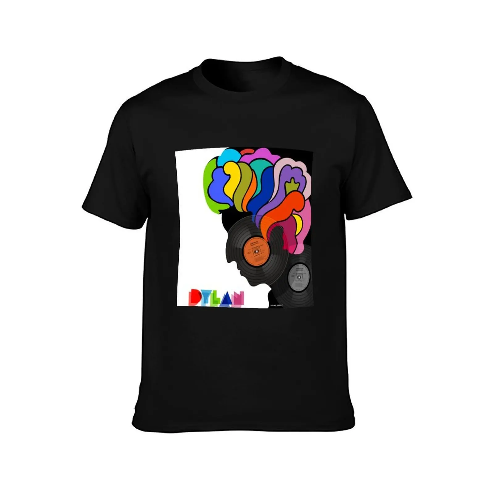 DYLAN VINYL T-Shirt, Summer Casual Cotton Tee, Oversized Streetwear Tops, Vintage Graphic Print, Loose Fit Short Sleeve