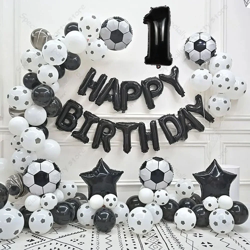 130Pcs Fußball Folien Ballons Bogen Girlande Kit Kinder Geburtstag Party Dekoration Fußball Spiel Party Hintergrund Latex Globos Liefert