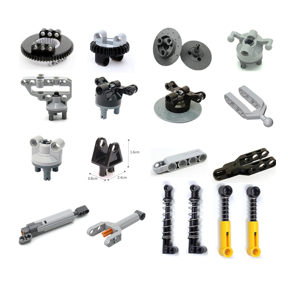 MOC Technical Parts Suspension Steering Push Rod Putter Spring Shock Absorber for DIY Building Blocks Tire Car Truck Drive Brick