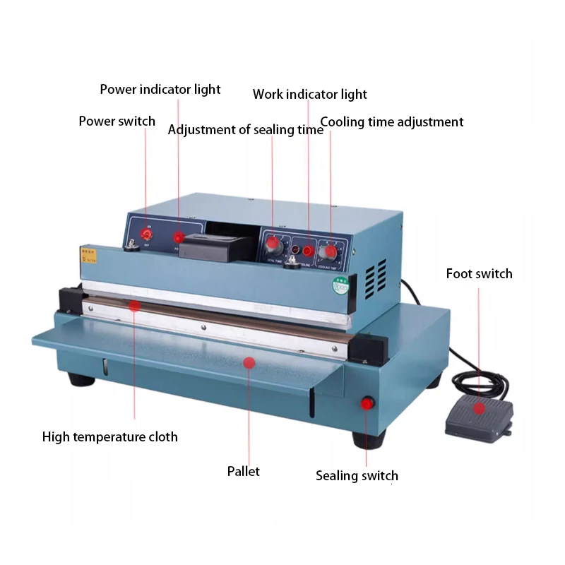 110V Desktop Semi-automatic Heat Sealing Machine Automatic Pedal Sealing Machine Plastic Aluminum Foil Bag Edge Sealing Machine