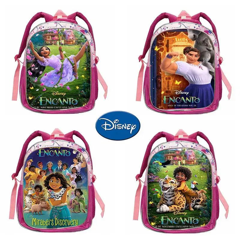 Disney Cartoon Baby Girls Schoolbag For Kindergarten Fashion New Movie Encanto Waterproof Schoolbag Pink Backpack Children Gifts