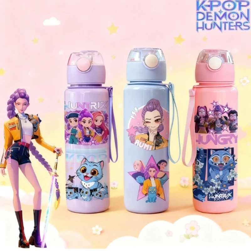 K Pop Demon Hunters 700ML Girls Water Cup Cartoon Water Bottle Boys Sport Leak Proof Plastic Cup Kids Cute Birthday Gifts