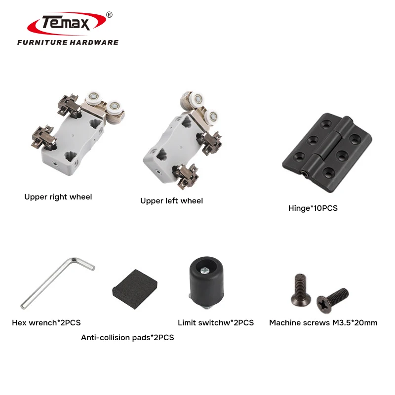 

STLF TM037L Aluminum Frame Folding Wheel Roller Set for Wardrobe Sliding Doors