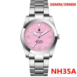 Corgeut Luxury Watch for Women Men 36MM/39MM NH35 Automatic Mechanical Wristwatches Sapphire Luminous 10Bar pink female Reloj