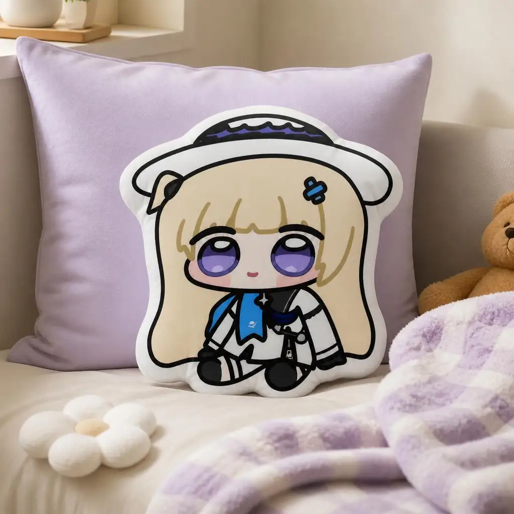 Wuthering Waves Chibi Phoebe Plush Pillow Cushion Irregular Stuffed Throw Pillow Home Decor Gift Sofa Bed Couch