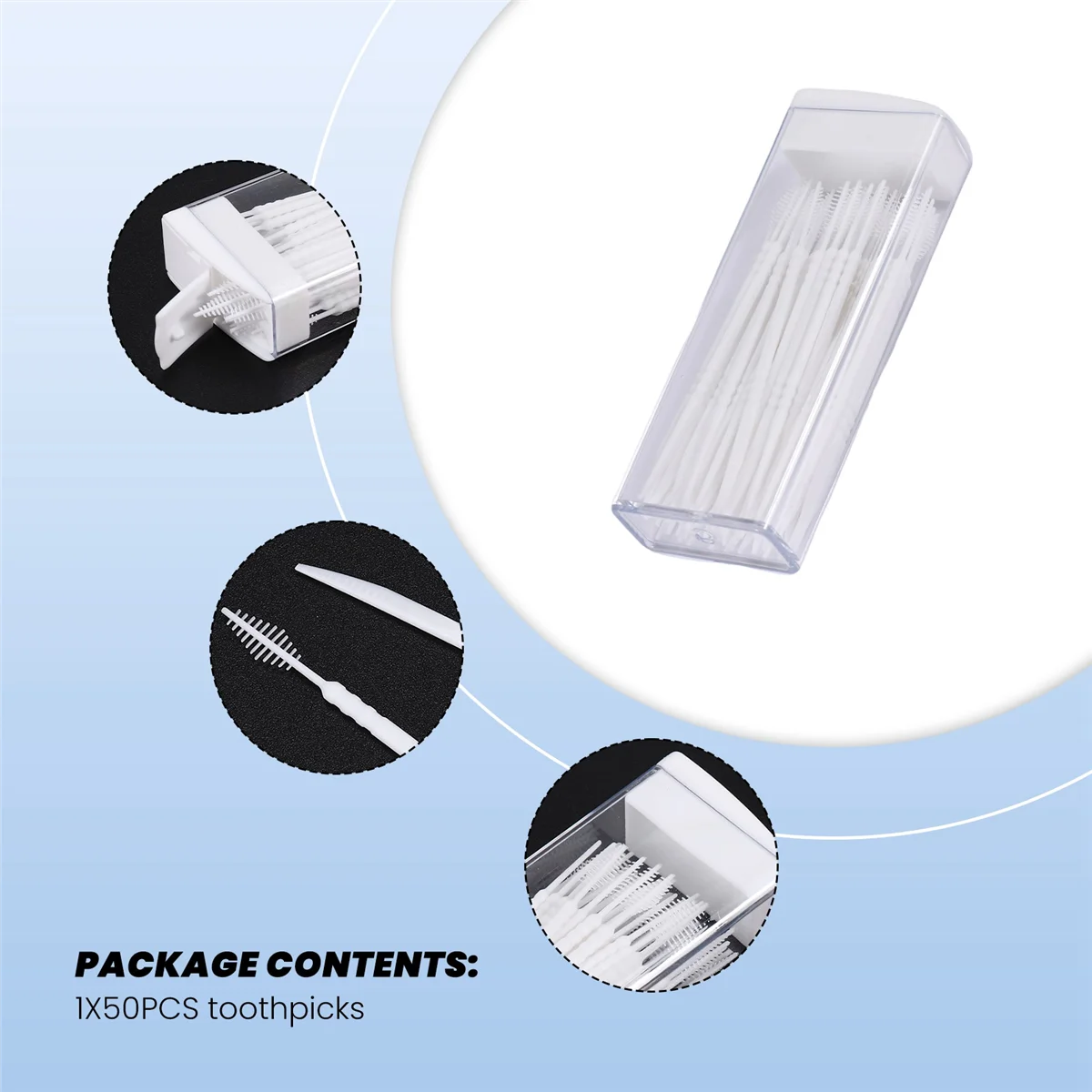 ใหม่ 50 ชิ้นไม้จิ้มฟันพลาสติก 2 Way ฟัน Picks Interdental แปรงทําความสะอาดแบบพกพากล่องสีสุ่ม