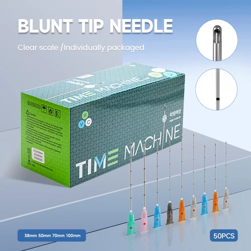 50 Uds Micro cánula 14g 16g 18g 22g 23g 25g 38mm 50mm 70mm punta roma desechable Micro cánula aguja