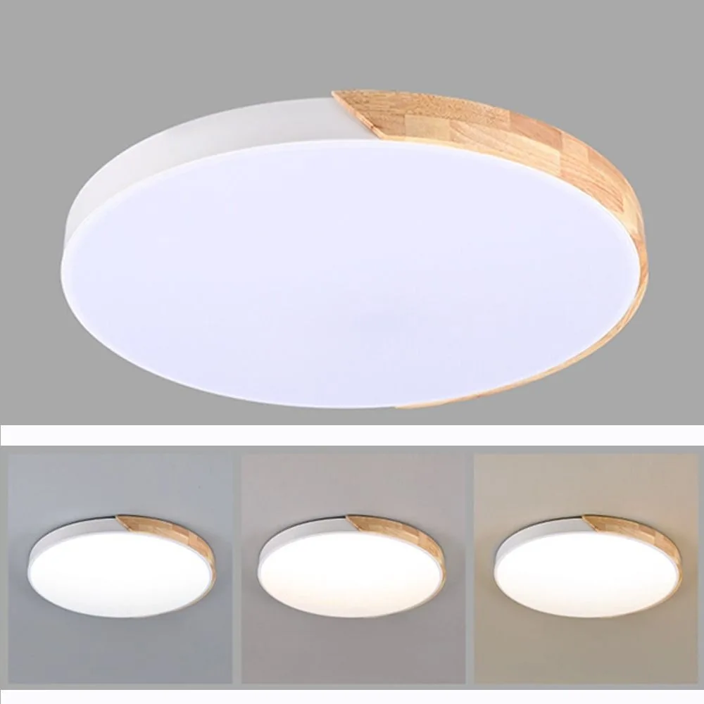 

Modern 30cm LED Ceiling Light 3 Colors Decoration Lighting Wooden Edge Lamp 18W Circular Light Bedroom