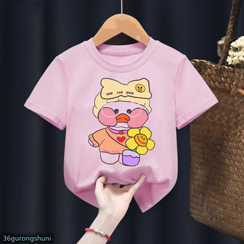 T-Shirt per ragazze New Cute Lalafanfan Kids Birthday Gift T Shirt Kawaii Girls Pink top magliette a maniche corte