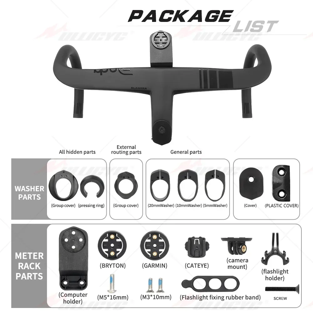 

DEDA ALANERA RS T1000 Carbon Integrated Road Handlebar with Computer Mount, Internal Cable Routing, 28.6mm Steerer & Spacers
