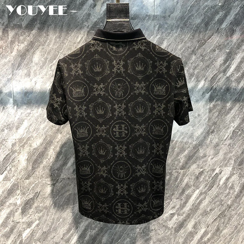 Trendy Short Sleeved Men\'s Brand Embroidered Print Slim Lapel Polo 2022 Summer New Top Male Luxurious High-quality Man Clothing