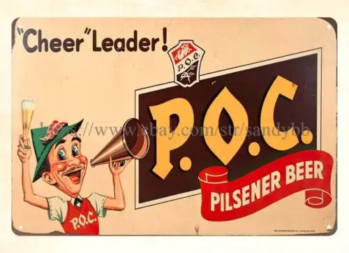 POC PILSNER BEER metal tin sign artwork office walls