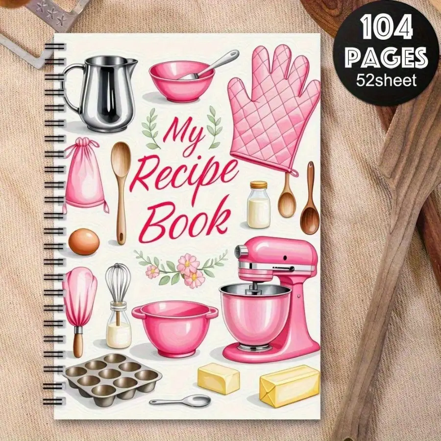 Kitchen Recipe Journal 100 Pages Spiral Bound Blank Cookbook Notebook for Writing Down Homemade Recipes & Meals
