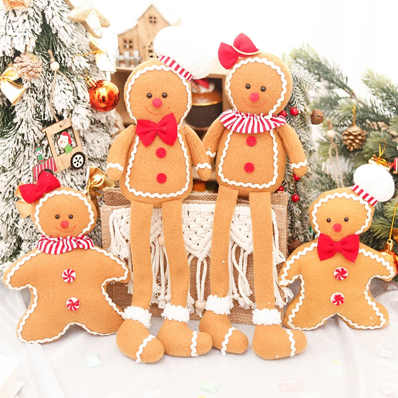 Große Lebkuchenmann-Puppe, Weihnachten, Plüschbein-Puppen, Weihnachtsbaumschmuck, 2024, Neujahr, Kinder, Geschenk, Weihnachtsdekoration für Zuhause