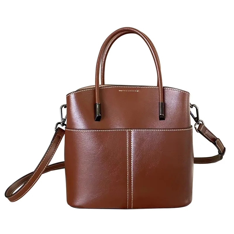 

Leather bucket bag women 2024 new cowhide shoulder bag femininity fashion all-matching crossbody handbag