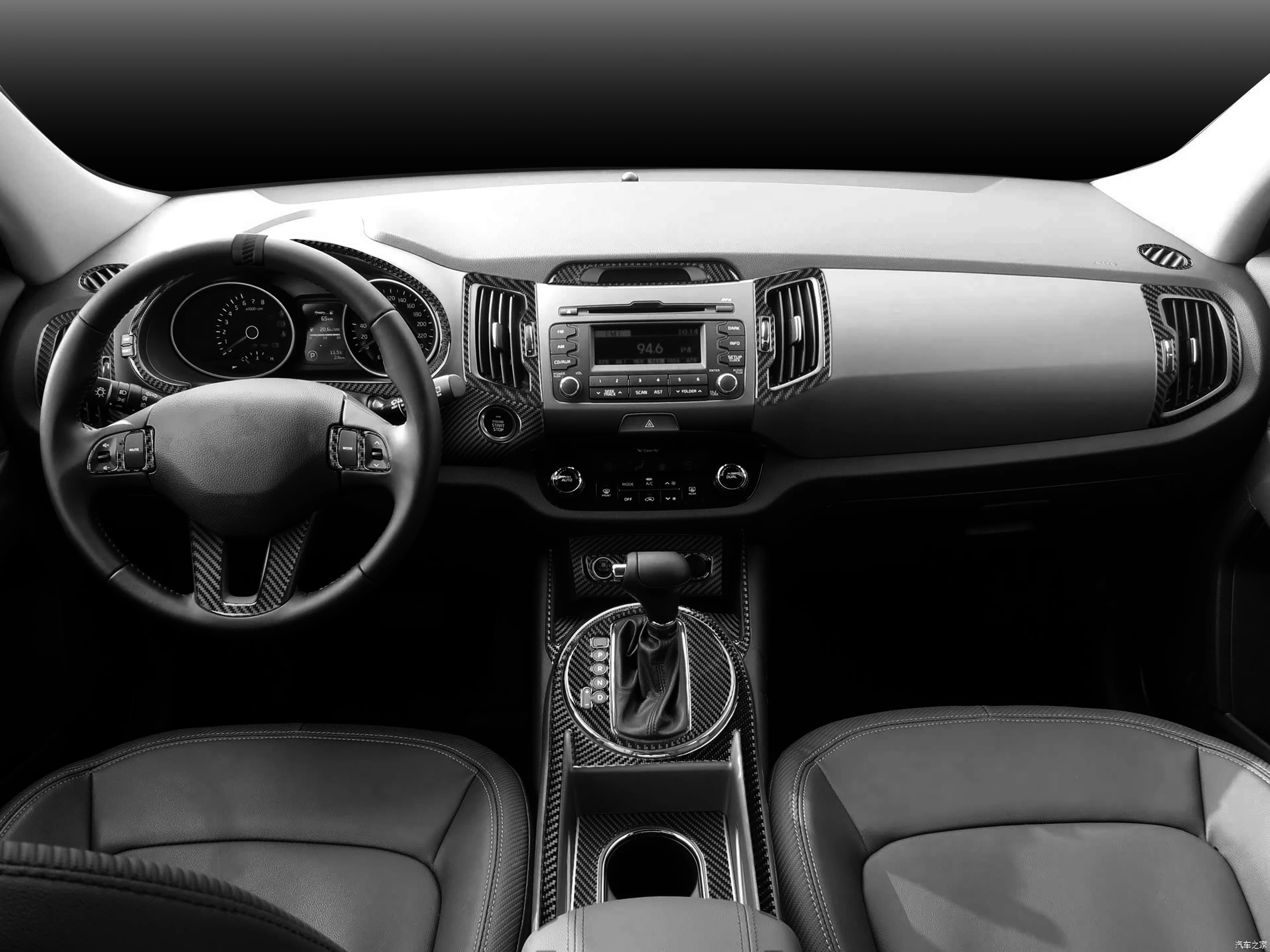 Real Carbon Fiber Car Accessories Gear Shift Dashboard Set Cover Soft Sticker For Kia Sportage 2011 2012 2013 2014 2015 2016