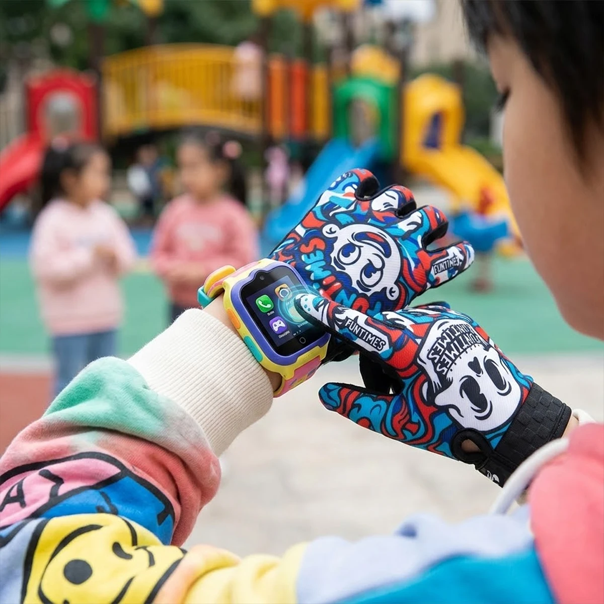 FUNTIMES Children's Gloves Color Cartoon Pattern Design Scooter Bicycle Balance Bike Riding Gloves