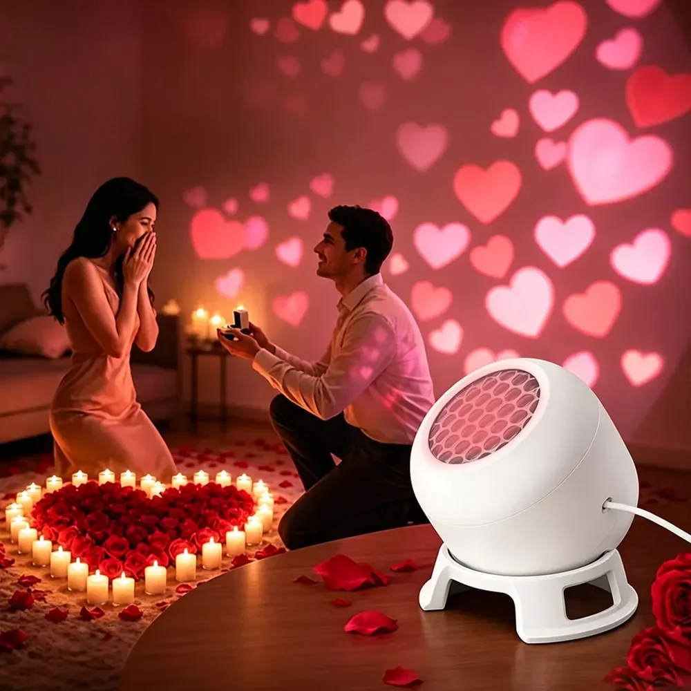 Runto 1pc Heart-shaped Projection Lamp, Valentine's Day Gift Night Light, Perfect for Proposal Scene Arrangement ,Wedding Decor