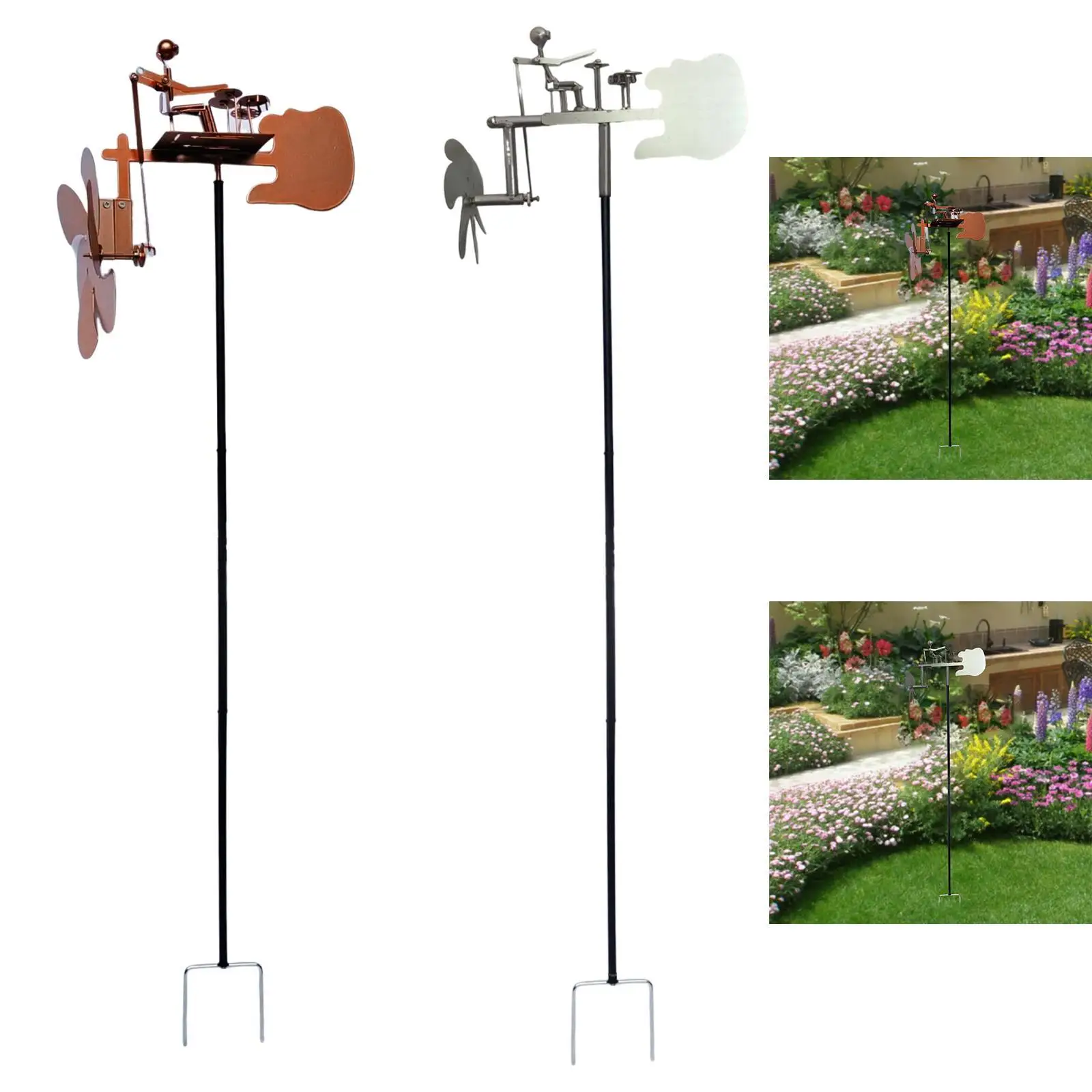 Yard Drummer Windmill Percussionist Music Figurine Statue Outdoor with Stake