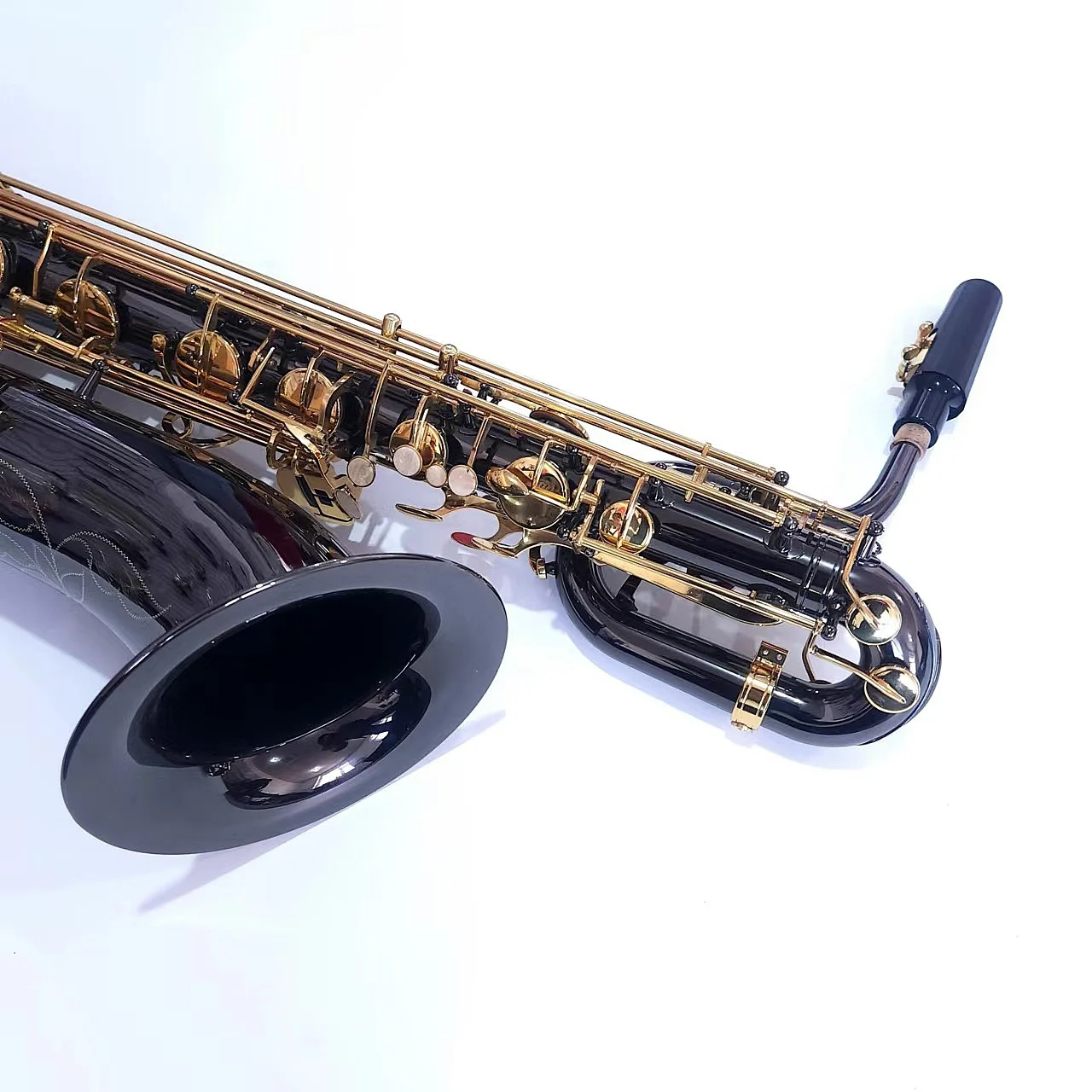 Custom Brand Black Baritone Saxophone Comes with White Shell Carving