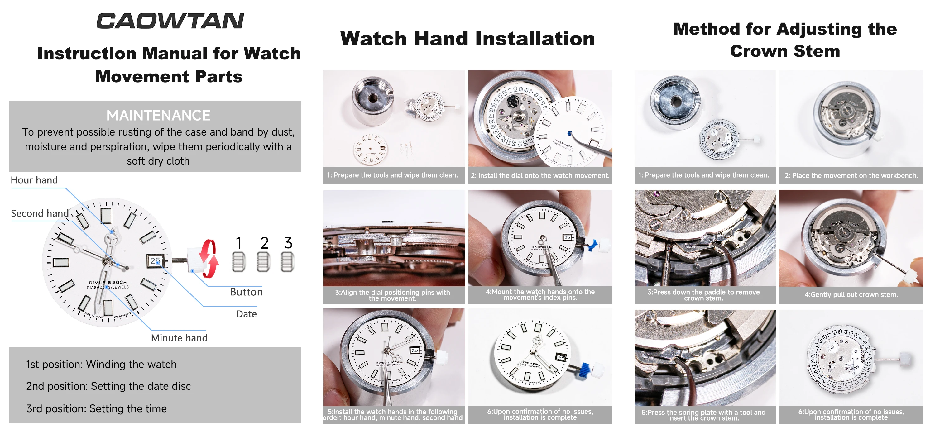 Japan/China NH35 Automatic Mechanical Movement High Accuracy 24 Jewels Mod Watch Replacement Genuine NH35A Date at 3:00
